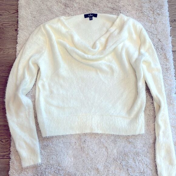 Lulus ivory drape neck soft sweater.  Size XS - Picture 1 of 8